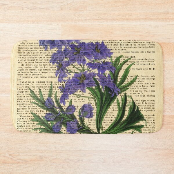 Item preview, Botanical print, on old book page - Purple Delphinium  designed and sold by Art by Lilia.