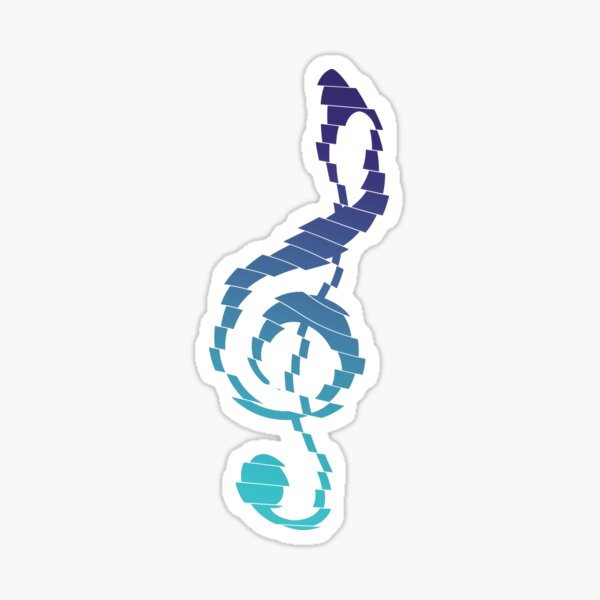 Treble Clef Blue Gradient Sliced and Warped Logo Sticker