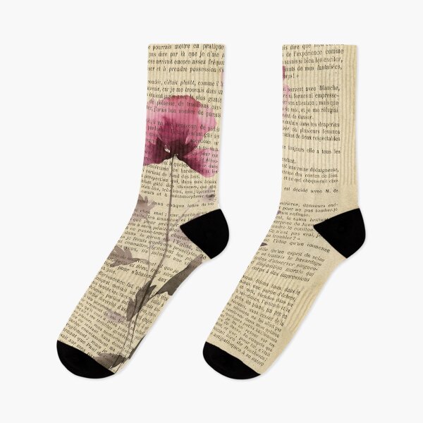 Item preview, Botanical print, on old book page - dried poppy flower designed and sold by Art by Lilia.