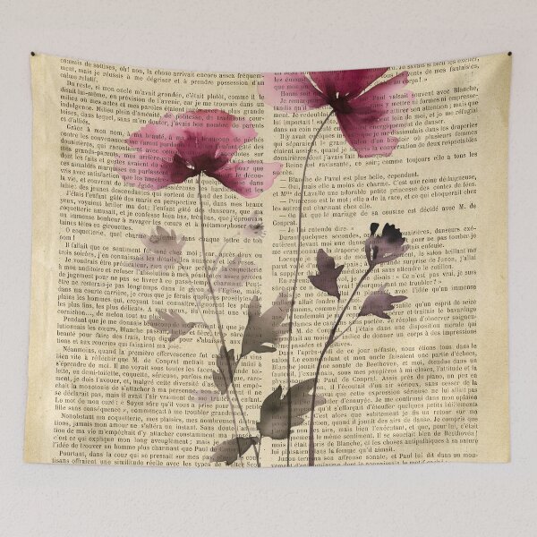 Item preview, Botanical print, on old book page - dried poppy flower designed and sold by Art by Lilia.