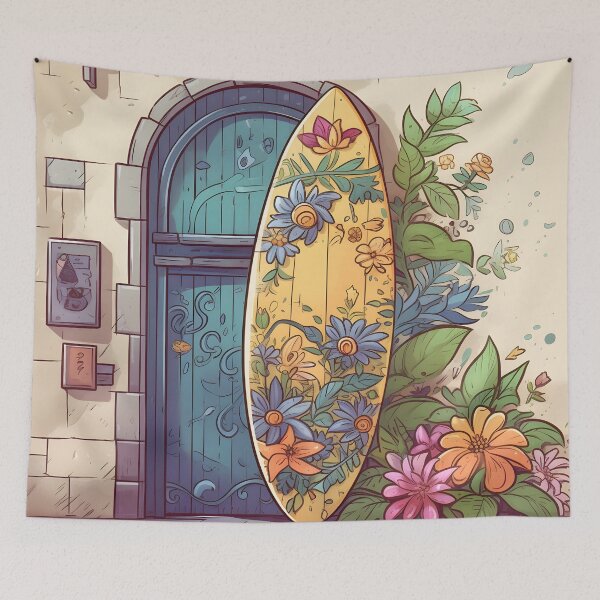 Item preview, Floral Wave Rider: a unique surf print designed and sold by SDVibeDesigns.