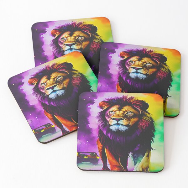 Item preview, Neon Watercolor Lion Walking In City Art. designed and sold by Giulivo Store Graphic.