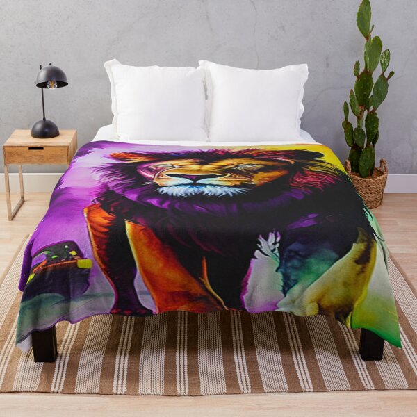 Item preview, Neon Watercolor Lion Walking In City Art. designed and sold by Giulivo Store Graphic.