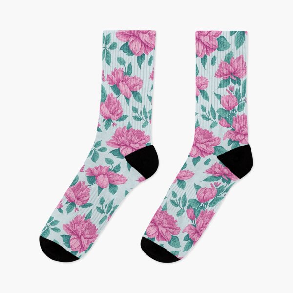 Item preview, peonies on a light background pattern designed and sold by jkrphoto.