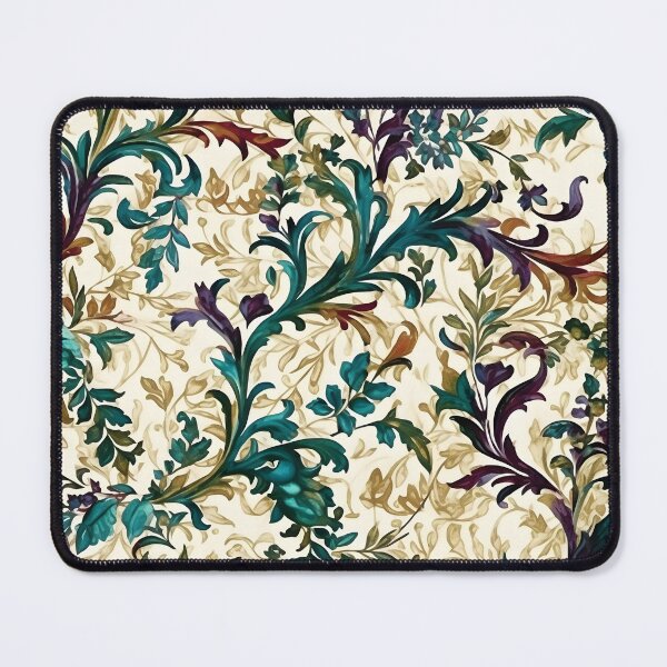 Item preview, Jacquard Damask Rich Purple and Aqua Colors Vine Pattern in Watercolors designed and sold by ClairesPatterns.