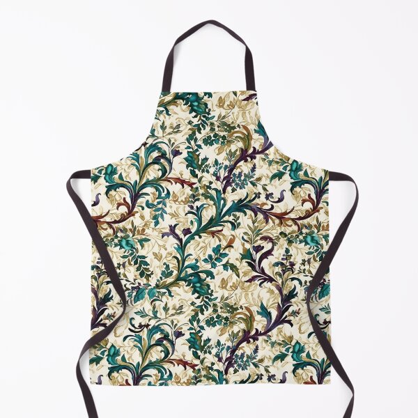 Item preview, Jacquard Damask Rich Purple and Aqua Colors Vine Pattern in Watercolors designed and sold by ClairesPatterns.