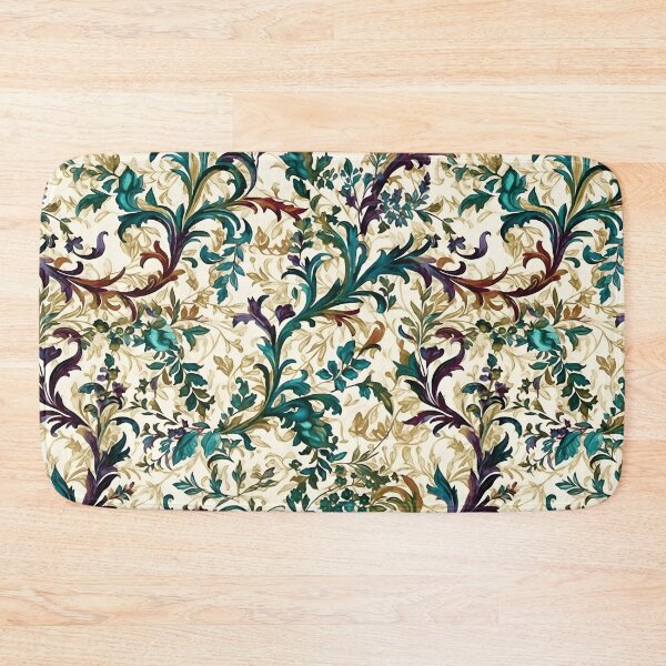 Item preview, Jacquard Damask Rich Purple and Aqua  Colors Vine Pattern in Watercolors designed and sold by ClairesPatterns.