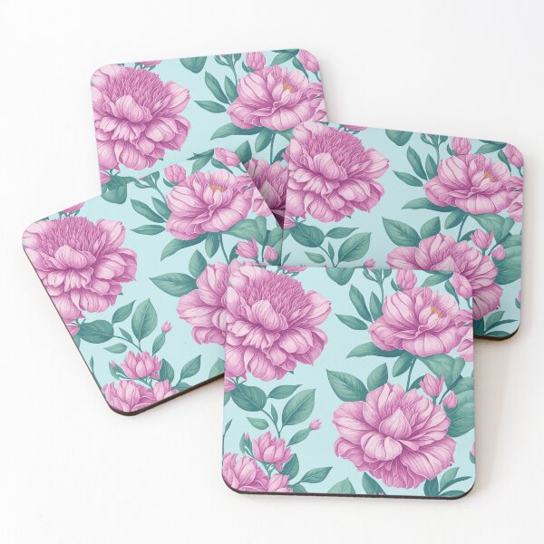 Item preview, peonies on a light background pattern designed and sold by jkrphoto.