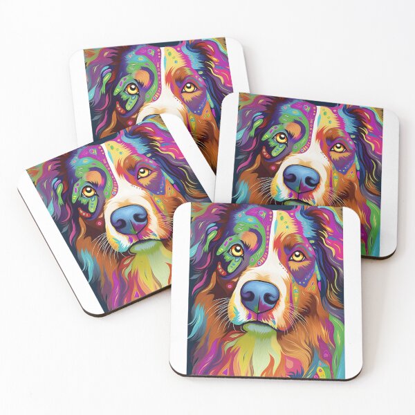Item preview, psychedelic australian shepherd dog designed and sold by BenjaminsPlace.