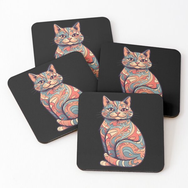 Item preview, psychedelic colorful cat designed and sold by BenjaminsPlace.