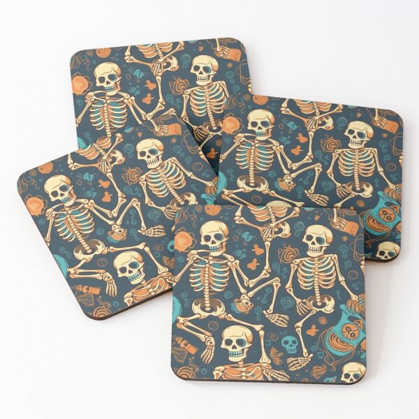Item preview, Bony Brigade: Whimsical Cartoon Skeletons Pattern #25 designed and sold by Pexelpanoramas.