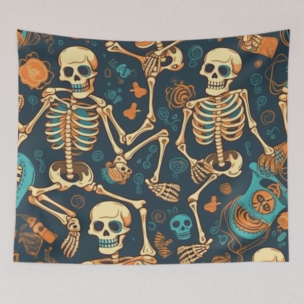 Item preview, Bony Brigade: Whimsical Cartoon Skeletons Pattern #25 designed and sold by Pexelpanoramas.