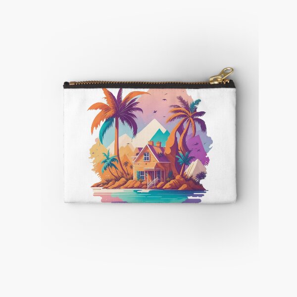 Item preview, Retro Plam Beach House designed and sold by ArtsyWishesShop.