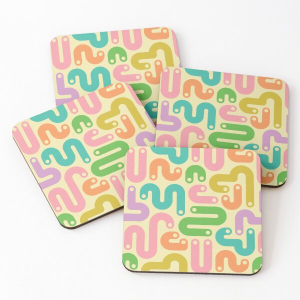 Item preview, JELLY BEANS Squiggly New Wave Postmodern Abstract 1980s Geometric with Dots in Bright Summer Pink Orange Mustard Green Purple Pink on Cream - UnBlink Studio by Jackie Tahara designed and sold by Jackie Tahara of UnBlink Studio.