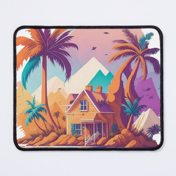 Item preview, Retro Plam Beach House designed and sold by ArtsyWishesShop.