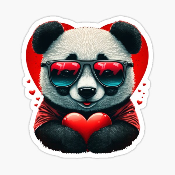 Cute Panda Holding Heart Sticker