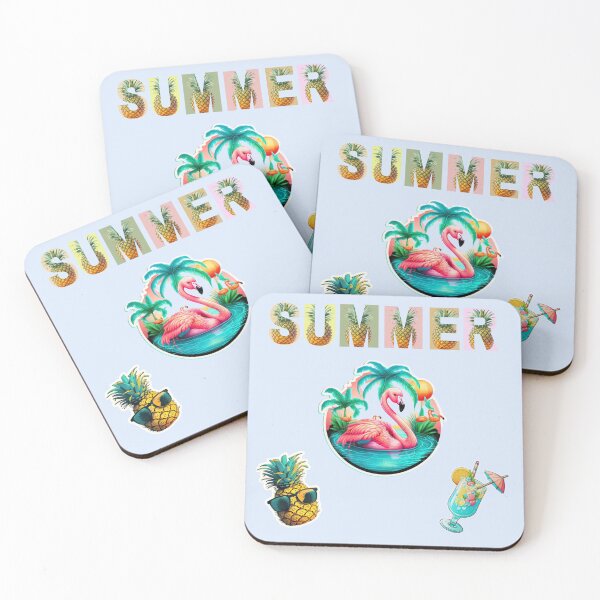 Item preview, Sweet Summer Patterns of Flamingo, Pineapples and Pool-Side Cocktail Stickers Pack designed and sold by AdiRemba.