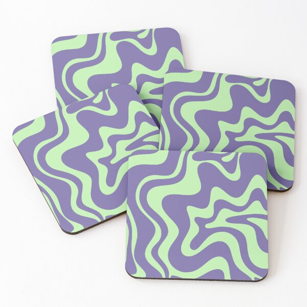 Item preview, Retro Liquid Swirl Abstract Pattern in Purple Verbena and Spring Mint Green designed and sold by kierkegaard.