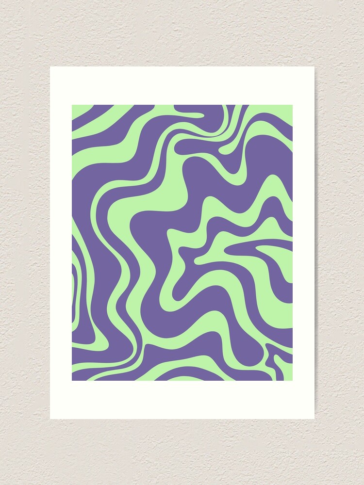 Retro Liquid Swirl Abstract Pattern in Purple Verbena and Spring
