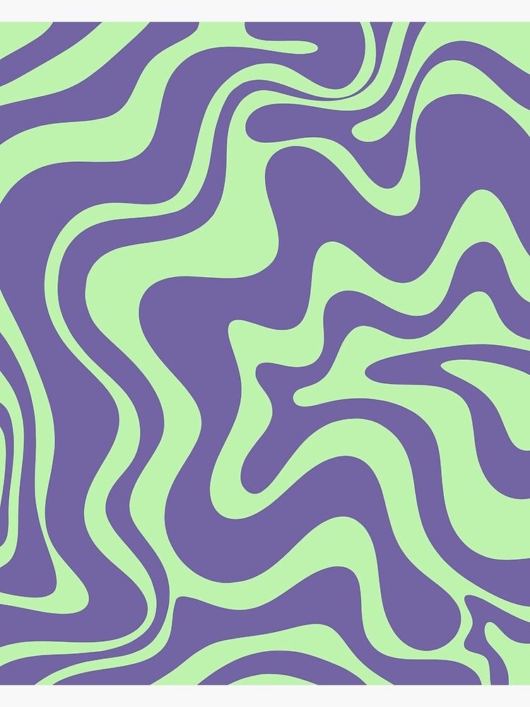 Retro Liquid Swirl Abstract Pattern in Purple Verbena and Spring
