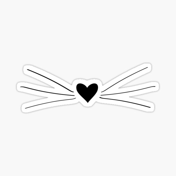 Cat Heart Nose & Whiskers Sticker