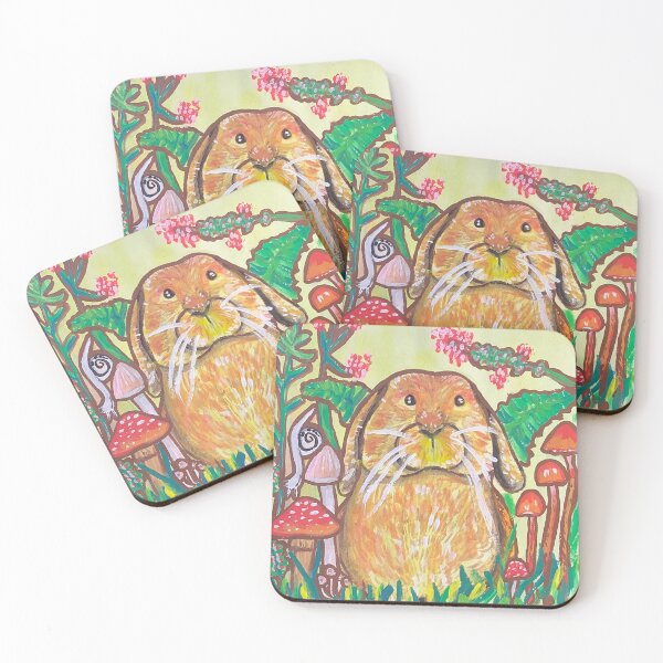 Item preview, Bunny in the wild with mushrooms, gouache painting  designed and sold by altairaleon.