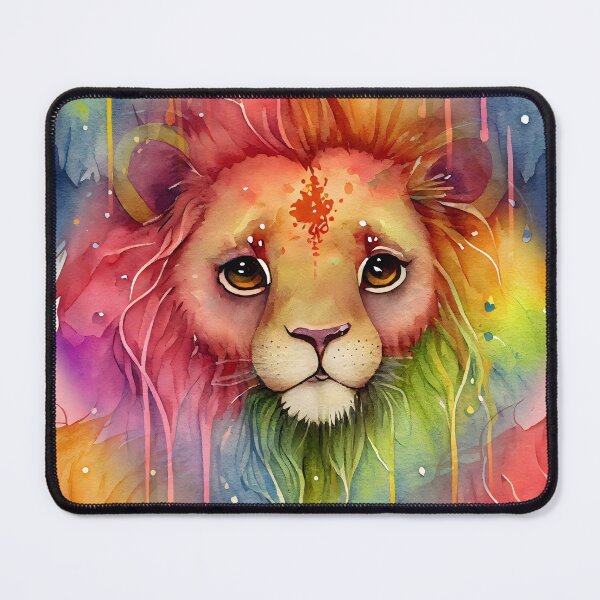 Item preview, Cute Kawaii Lion Happy Pastel Rainbow Colors designed and sold by ClairesPatterns.