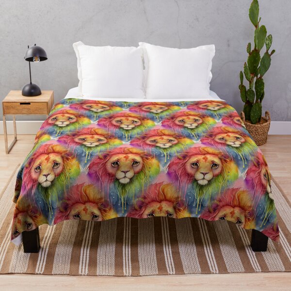 Item preview, Cute Kawaii Lion Happy Pastel Rainbow Colors designed and sold by ClairesPatterns.