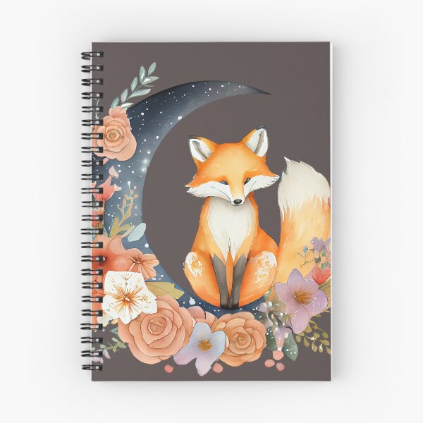 Item preview, fox- crescent moon and fox- flowers and fox- cute fox on moon- celestial fox  designed and sold by Janetlousart.