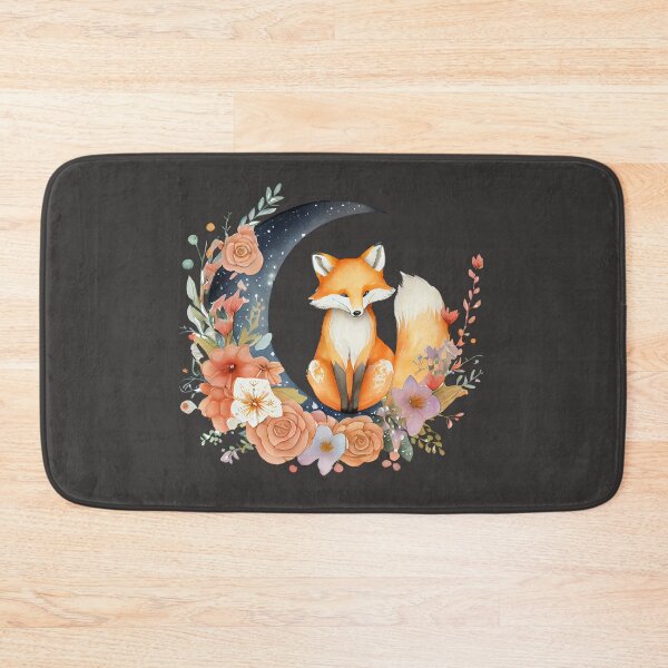 Item preview, fox- crescent moon and fox- flowers and fox- cute fox on moon- celestial fox  designed and sold by Janetlousart.