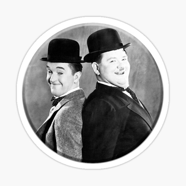 LAUREL AND HARDY. Stan Laurel and Oliver Hardy in their 1939 feature film called The Flying Deuces. Sticker
