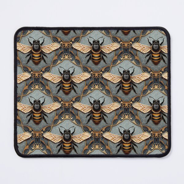 Item preview, Bee Tile Pattern Victorian Style Greys Black and Golds designed and sold by ClairesPatterns.