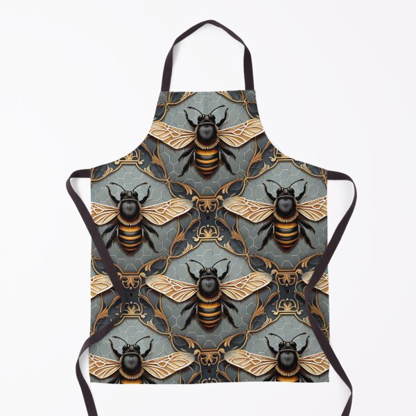 Item preview, Bee Tile Pattern Victorian Style Greys Black and Golds designed and sold by ClairesPatterns.