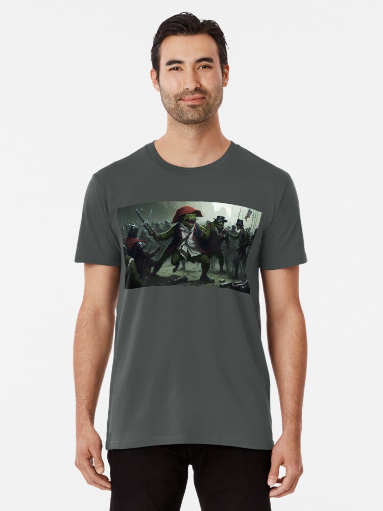 Pepe fighting in the revolutionary war | Premium T-Shirt
