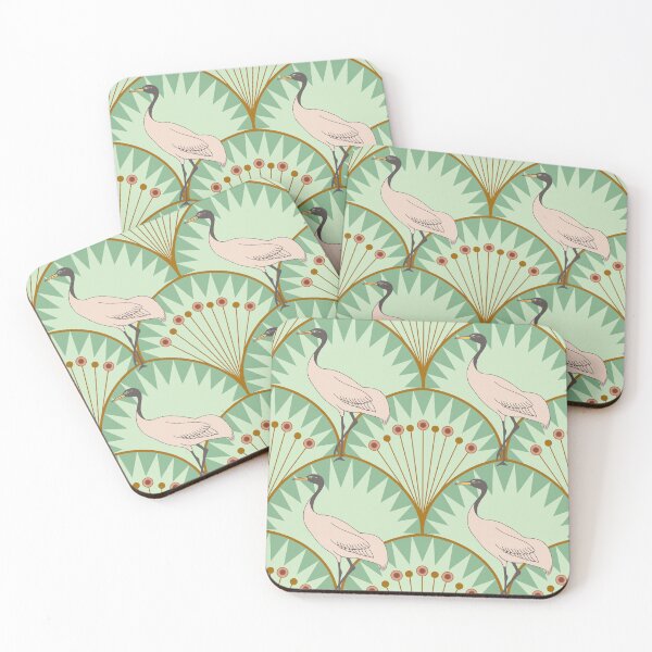Item preview, Art Deco Cranes-Green designed and sold by Sarah Melendez.