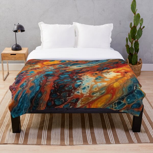 Item preview, Blue and Orange Acrylic Pour designed and sold by IntrepidPanda.