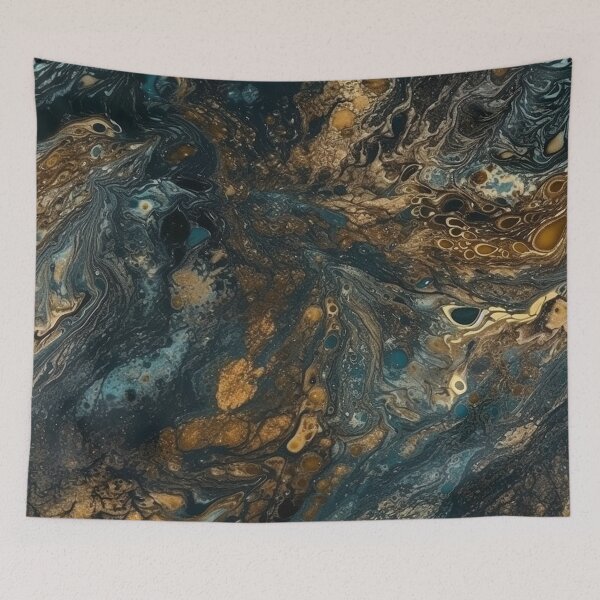 Item preview, Dark Teal and Gold Acrylic Pour designed and sold by IntrepidPanda.