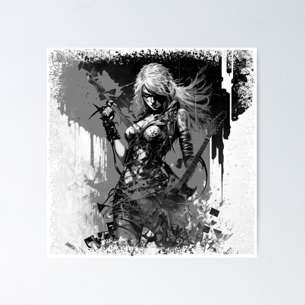 Item preview, ROCKER GIRL LEATHER SUIT SPLASH ELECTRIC GUITAR DESTROYER designed and sold by ogirdorgraphics.