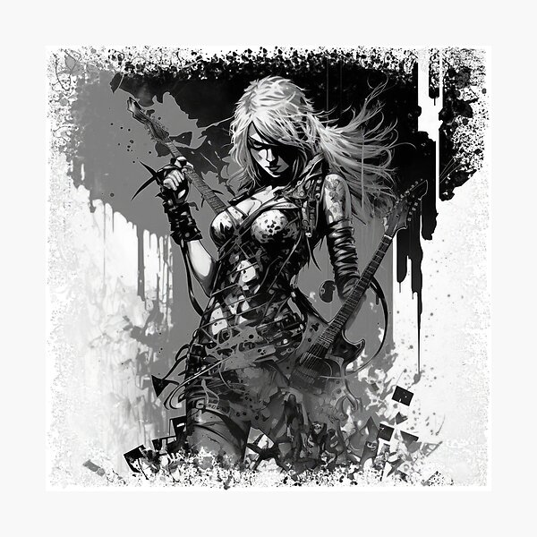Item preview, ROCKER GIRL LEATHER SUIT SPLASH ELECTRIC GUITAR DESTROYER designed and sold by ogirdorgraphics.