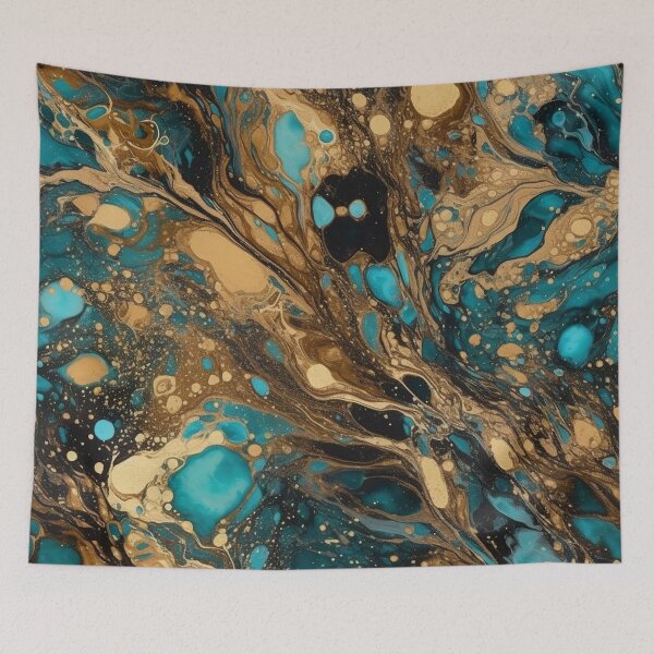 Item preview, Teal and Gold Acrylic Pour designed and sold by IntrepidPanda.