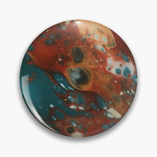 Item preview, Teal and Rust Acrylic Pour designed and sold by IntrepidPanda.