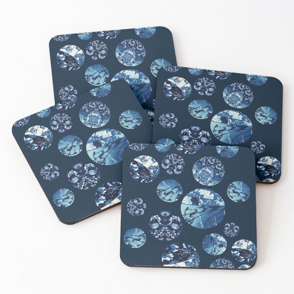 Item preview, KUNIYOSHI ABSTRACTED No.1 - INDIGO KIMONO SERIES, FALLING INDIGO DOTS designed and sold by MirabiliaMagpie.