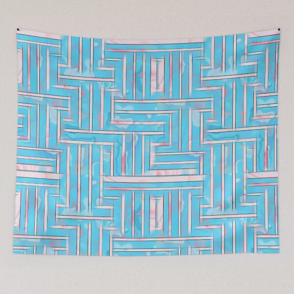 Artikelvorschau, Rosa und blaue trippy Linienillusion entworfen und verkauft von Artistkhg.