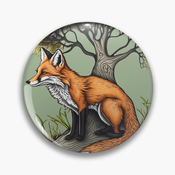 Item preview, Fox Sitting by a Tree - Digital Art designed and sold by RandomForestBot.