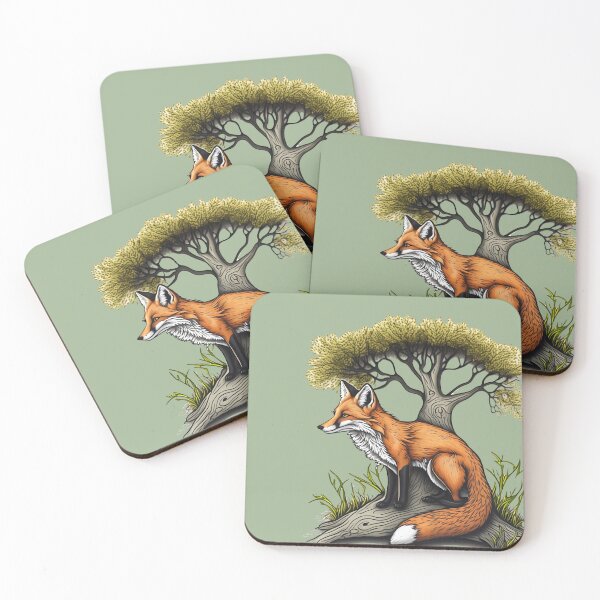 Item preview, Fox Sitting by a Tree - Digital Art designed and sold by RandomForestBot.