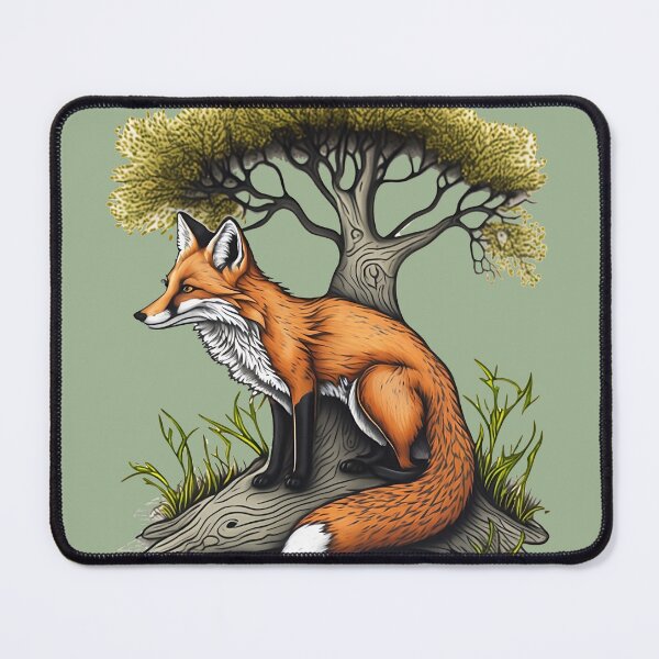 Item preview, Fox Sitting by a Tree - Digital Art designed and sold by RandomForestBot.