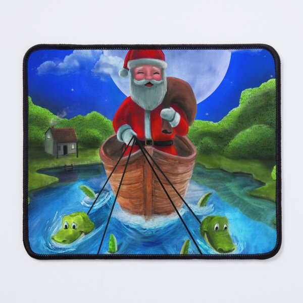 Item preview, Papa Noel, el Papá Noel cajún, Piragua en el pantano, bajo la luna llena designed and sold by FleudeLisStrong.