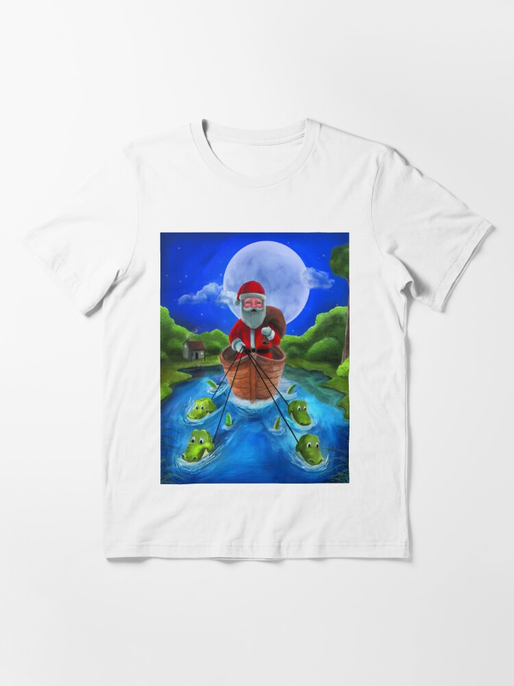 Papa Noel, The Cajun Santa Claus, Pirogue on the Bayou, under a Full Moon |  Essential T-Shirt