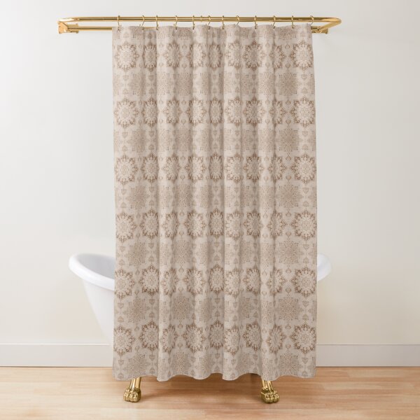 Bohemian Oriental Western Traditional Berber Vintage Floral Moroccan Style Shower Curtain