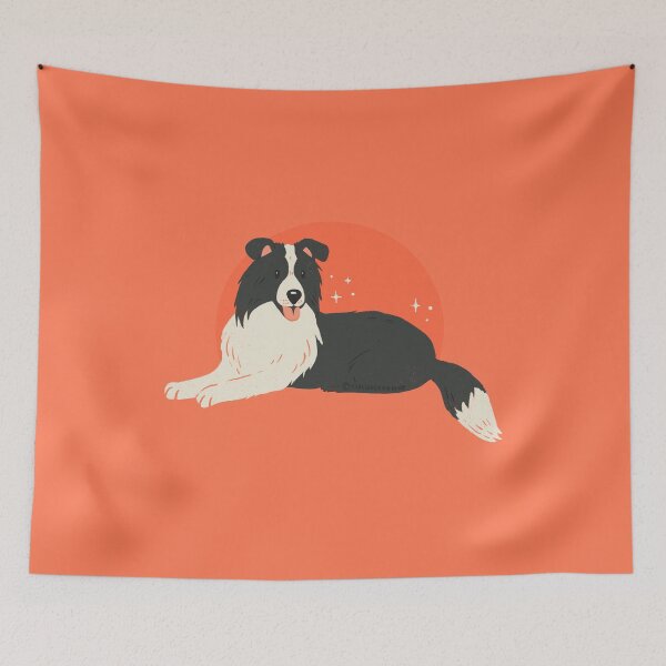 Item preview, Border Collie illustration in red designed and sold by CircusCreative.